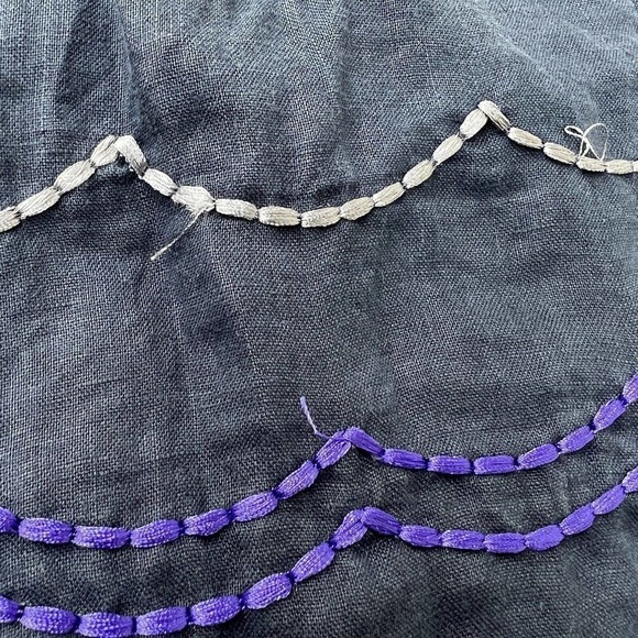 Boden Navy Blue A-line Embroidered Waves Scalloped Skirt Size 8R - Picture 8 of 10